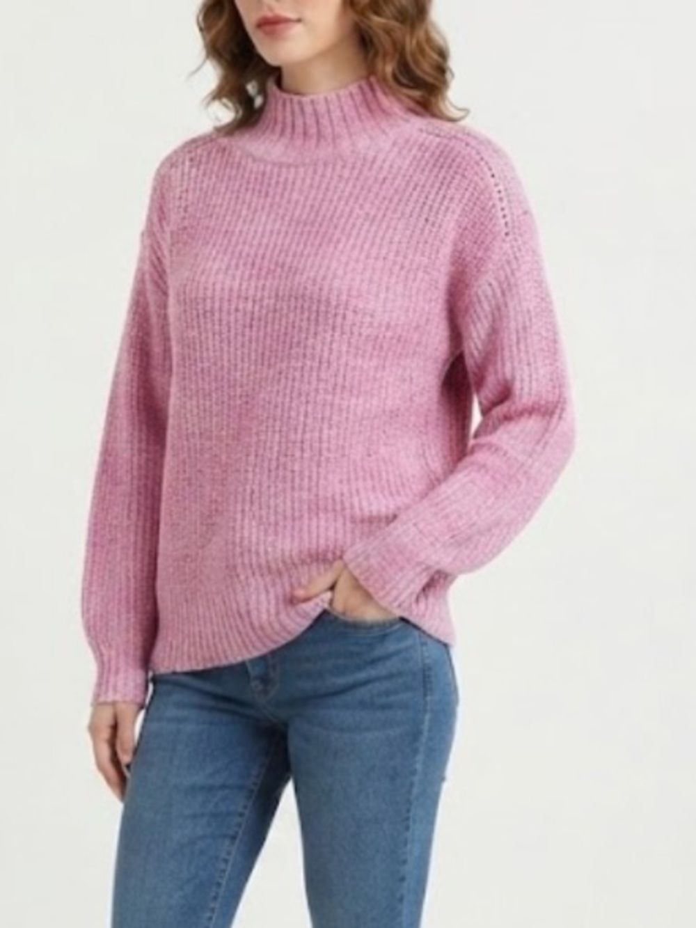 Aerie Campfire Cozy Pink Ribbed Mock Neck Sweater Size XXS Oversized Pullover